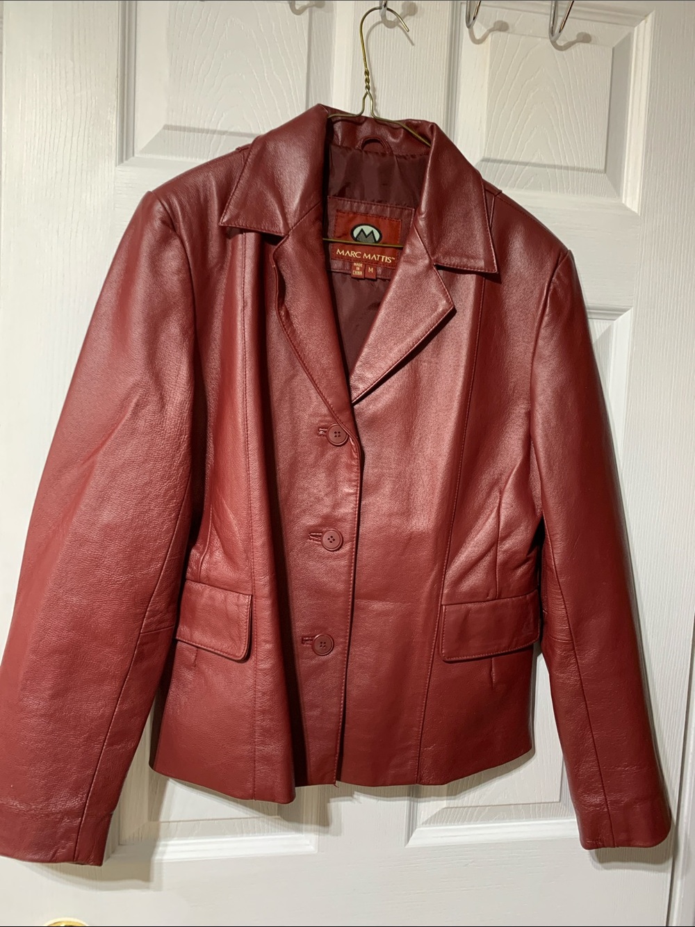 Women's Marc Mattie Red Leather Blazer Jacket